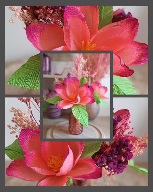 Bouquet lotus duo rose corail