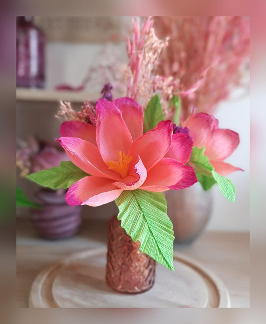 Bouquet lotus duo rose corail