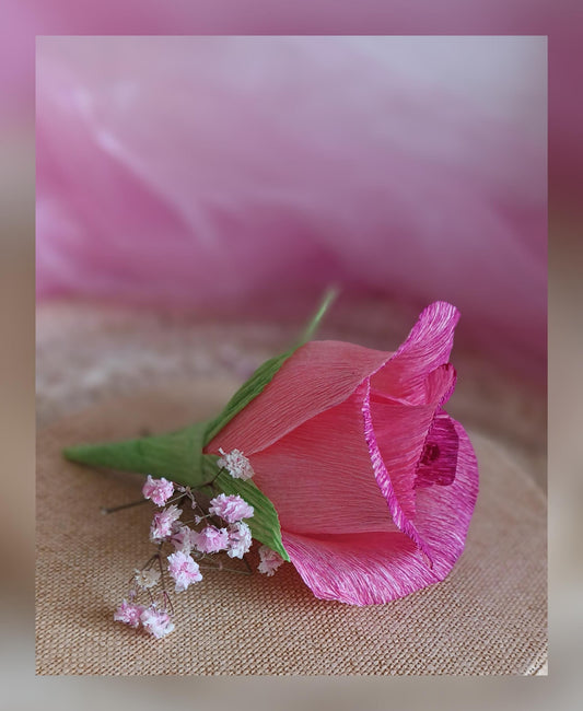 Bouton de rose et son sac cadeau kraft, frais de port compris